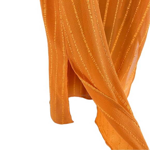 Ladies Top - Tunic - Textured Chiffon - Back Slit - Semi Sheer - Lined - Orange - Picture 7 of 11